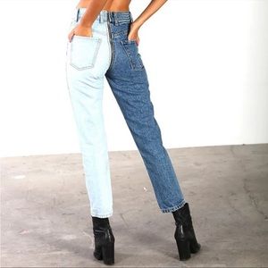Revice Ying Yand zip around crop rigid denim jeans in Tokyo wash size 28